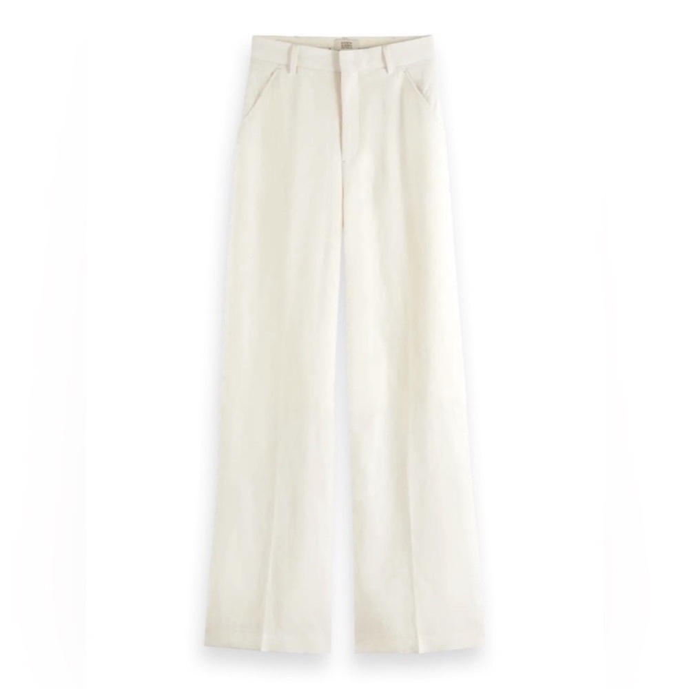 SCOTCH & SODA HIGH RISE WIDE LEG HANA PANTS RESORT OFFICE NEUTRAL Ecru 28